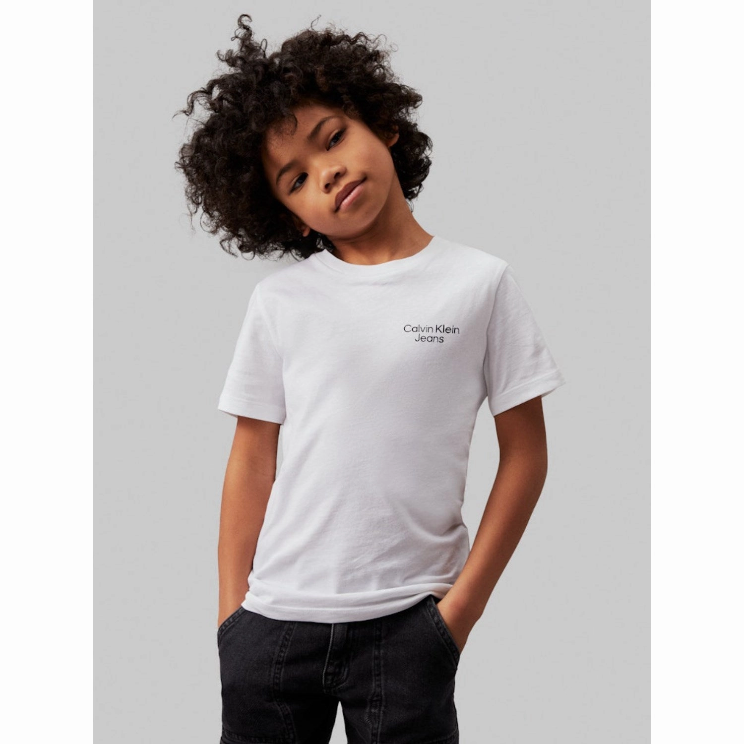 Calvin Klein Bright White Ckj Stack LAndo Tee Ss Outdoor Sports Evergreen