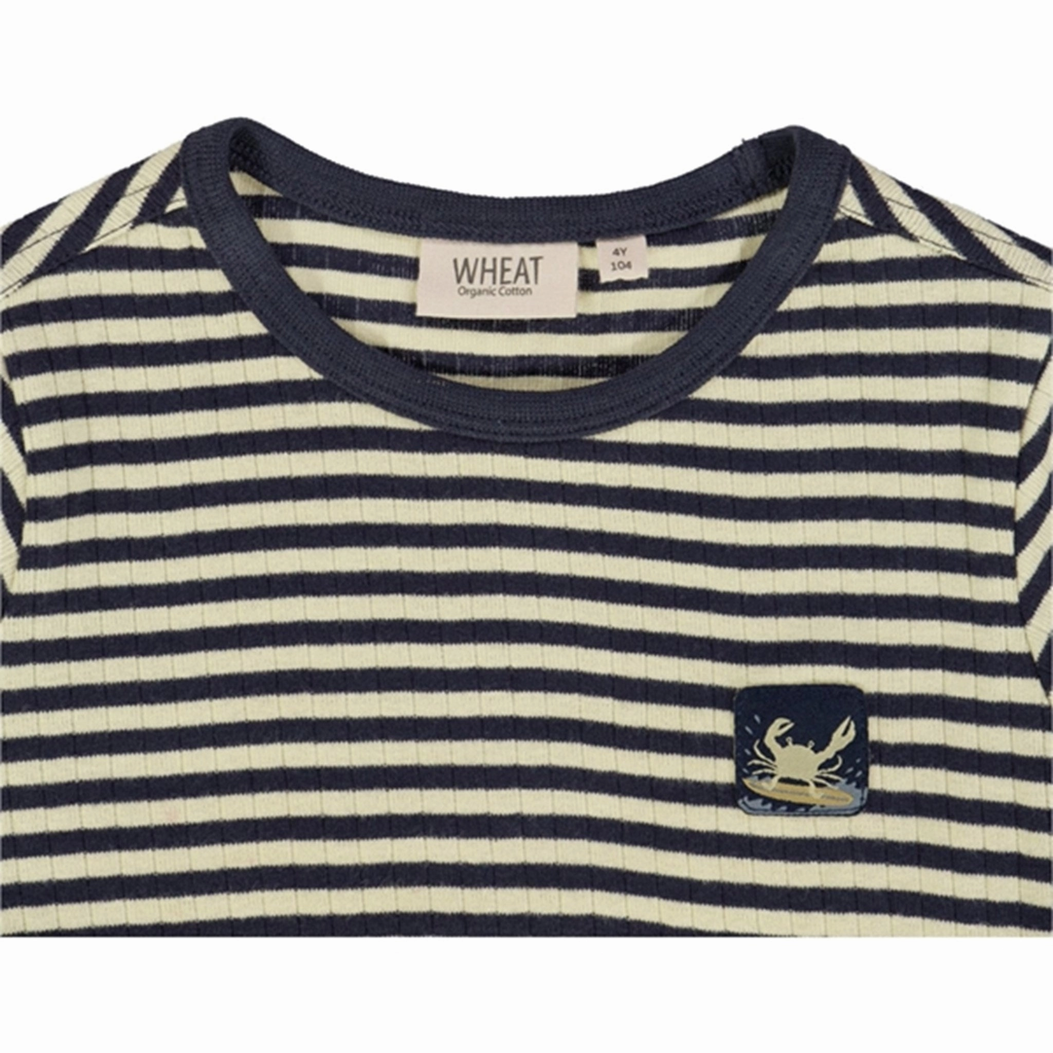 Wheat Midnight Stripe Surfcrab Badge T-shirt Dimensional Stability Weave Relaxed Comfort Look