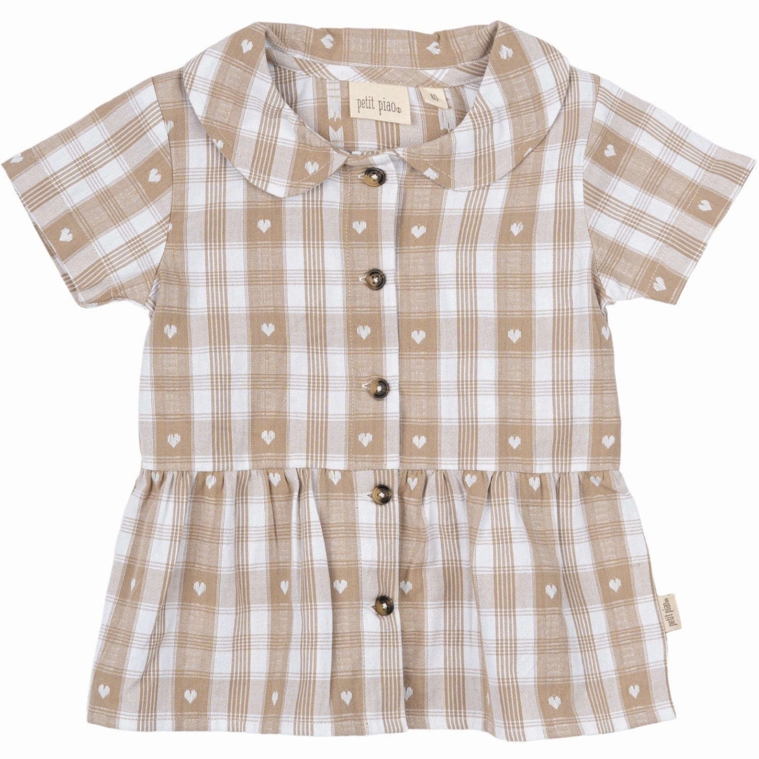 Petit Piao Off White Heart Shirt S/S Round Woven Summer Vibes