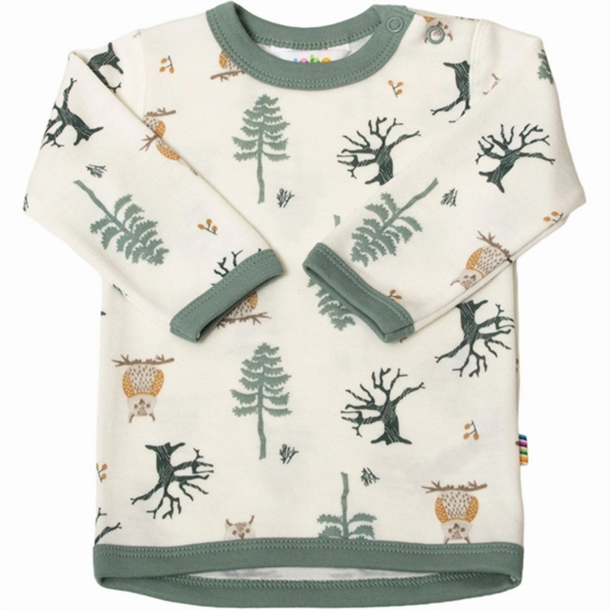 Joha Wool/Bamboo Off White Blouse Loose Fit Bold Print