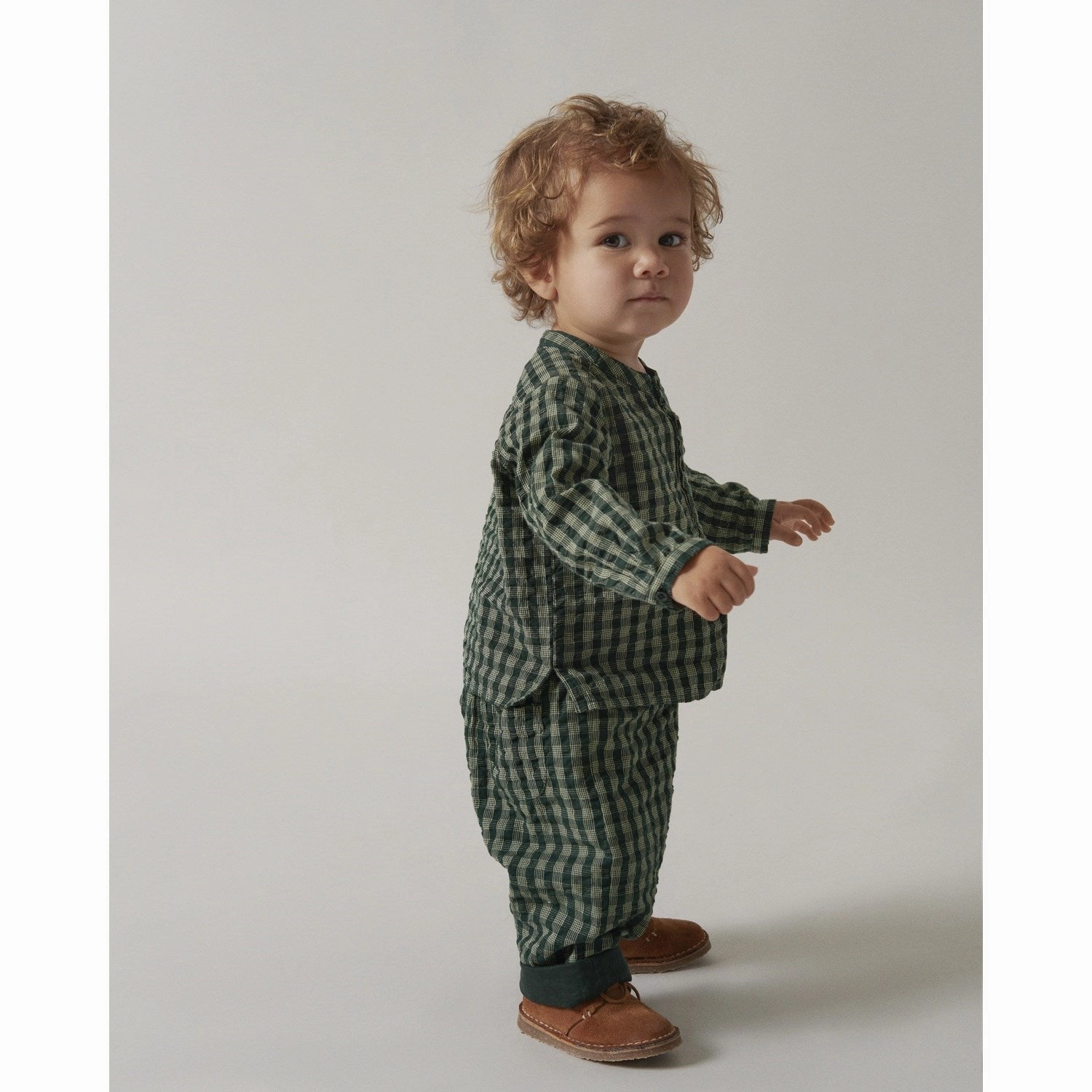 MarMar Seersucker Gingham Dark Leaf Check Totoro Shirt Unmatched comfort