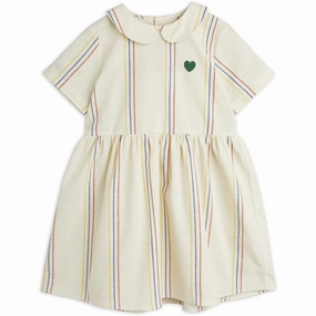 Mini Rodini Offwhite Stripe Y/D Woven Dress Handmade Natural Style