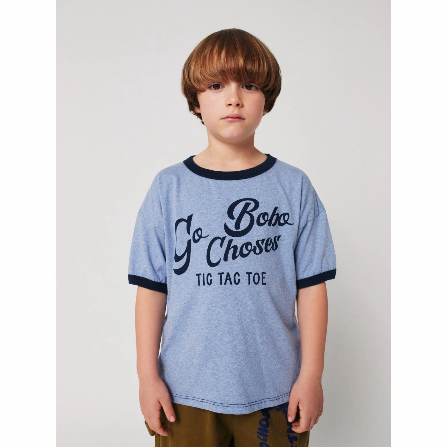 Bobo Choses Light Blue Go Bobo T-Shirt Reinforced Shoulder