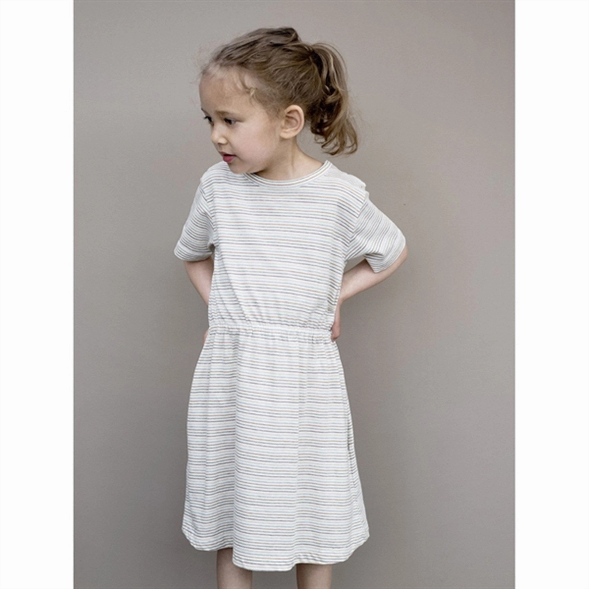 Serendipity Rainbow Stripe Jersey Dress Casual Elegance