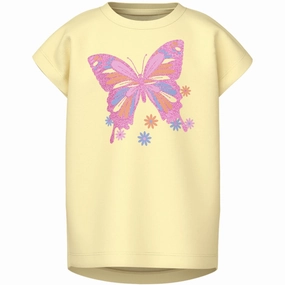 Name It Pastel Yellow Butterfly Violet T-Shirt Daily Fashion Easter