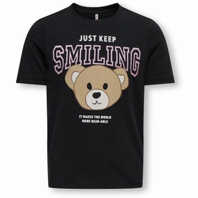 anti static Relaxed Vibe kids ONLY Black Keep Smiling Rosa Regular T-Shirt