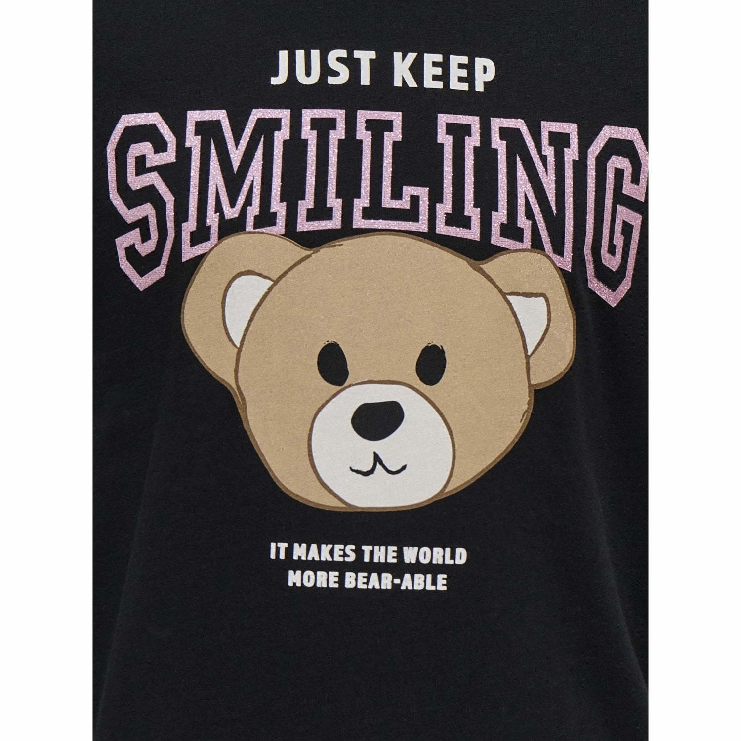 kids ONLY Black Keep Smiling Rosa Regular T-Shirt Classic Trend Look Layered Sleeve