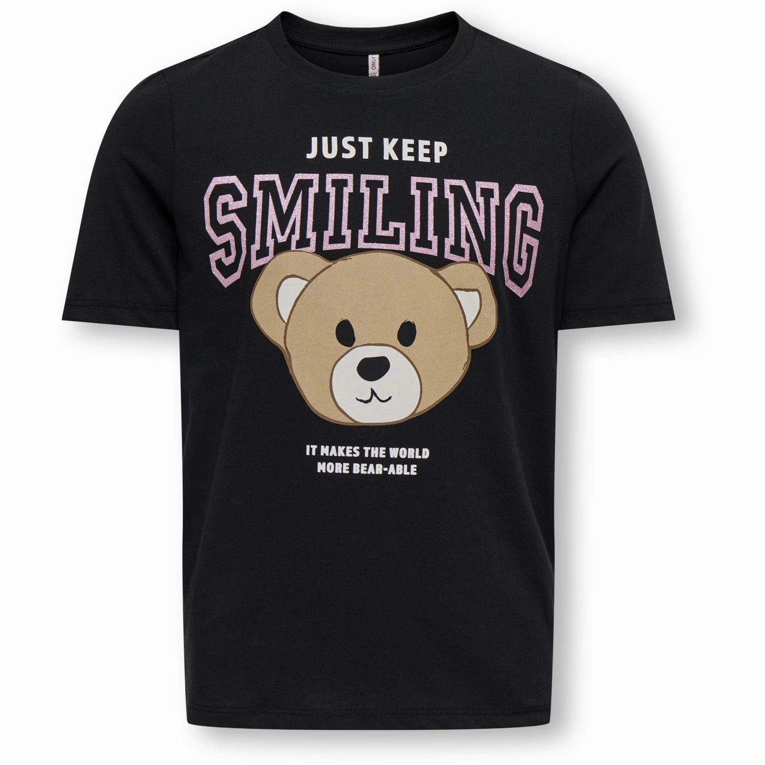 kids ONLY Black Keep Smiling Rosa Regular T-Shirt Fit For All BreathableMeshLining