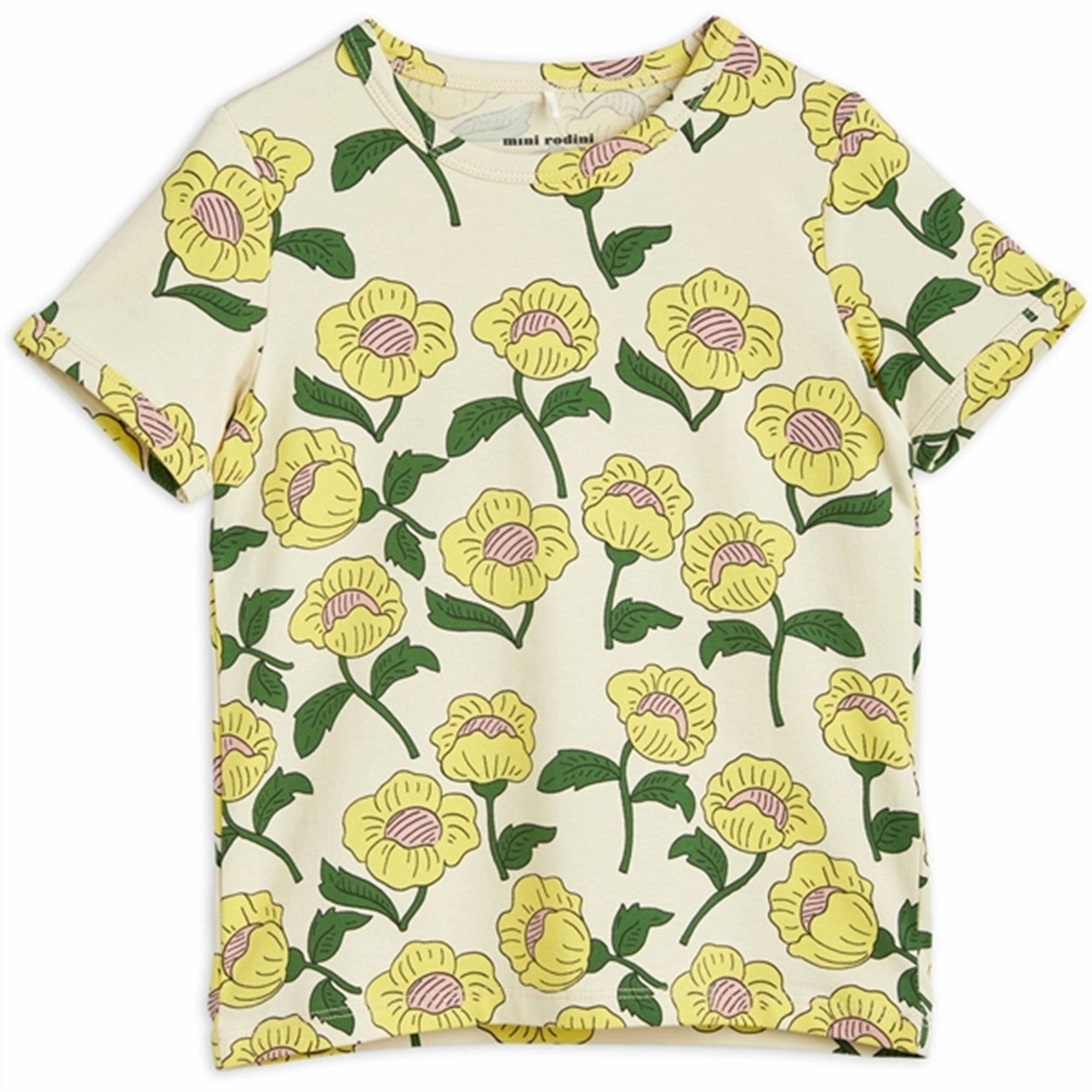 Mini Rodini Flowers Aop T-shirt Yellow Urban Casual Everyday Top