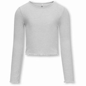 Midweight Textile Tall Length kids ONLY Light Grey Melange Nella O-Neck Blouse Noos