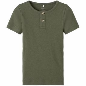 Microfiber texture Name it Dusty Olive Kab T-Shirt Noos