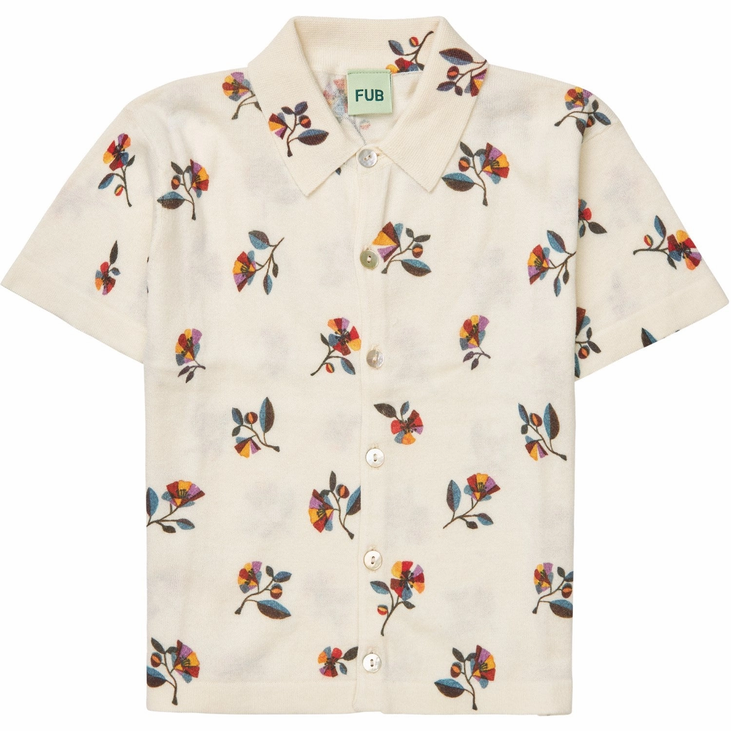 FUB ecru/flower Printed Shirt Smooth Finish Bold Graphics