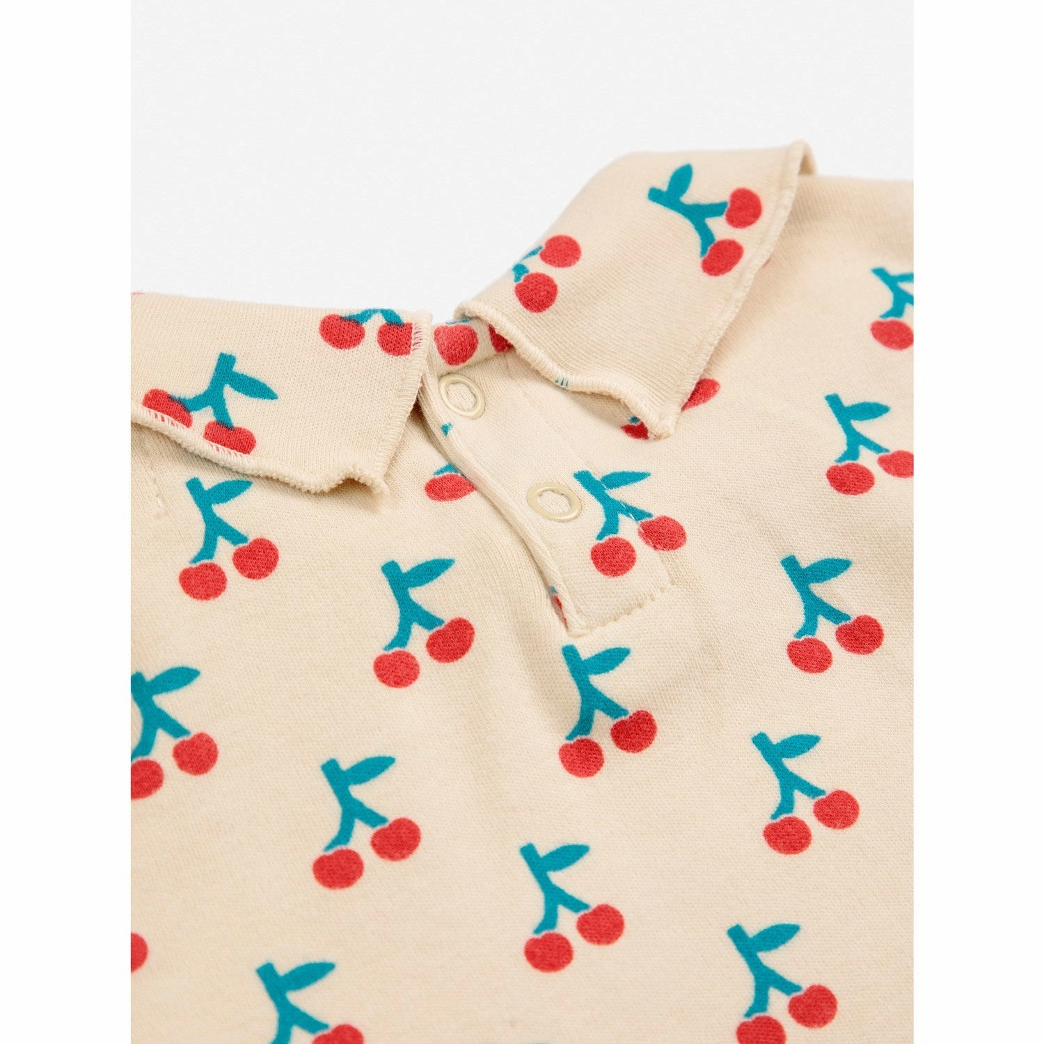 Hidden Button Placket Bobo Choses White Cherry All Over Collar Shirt