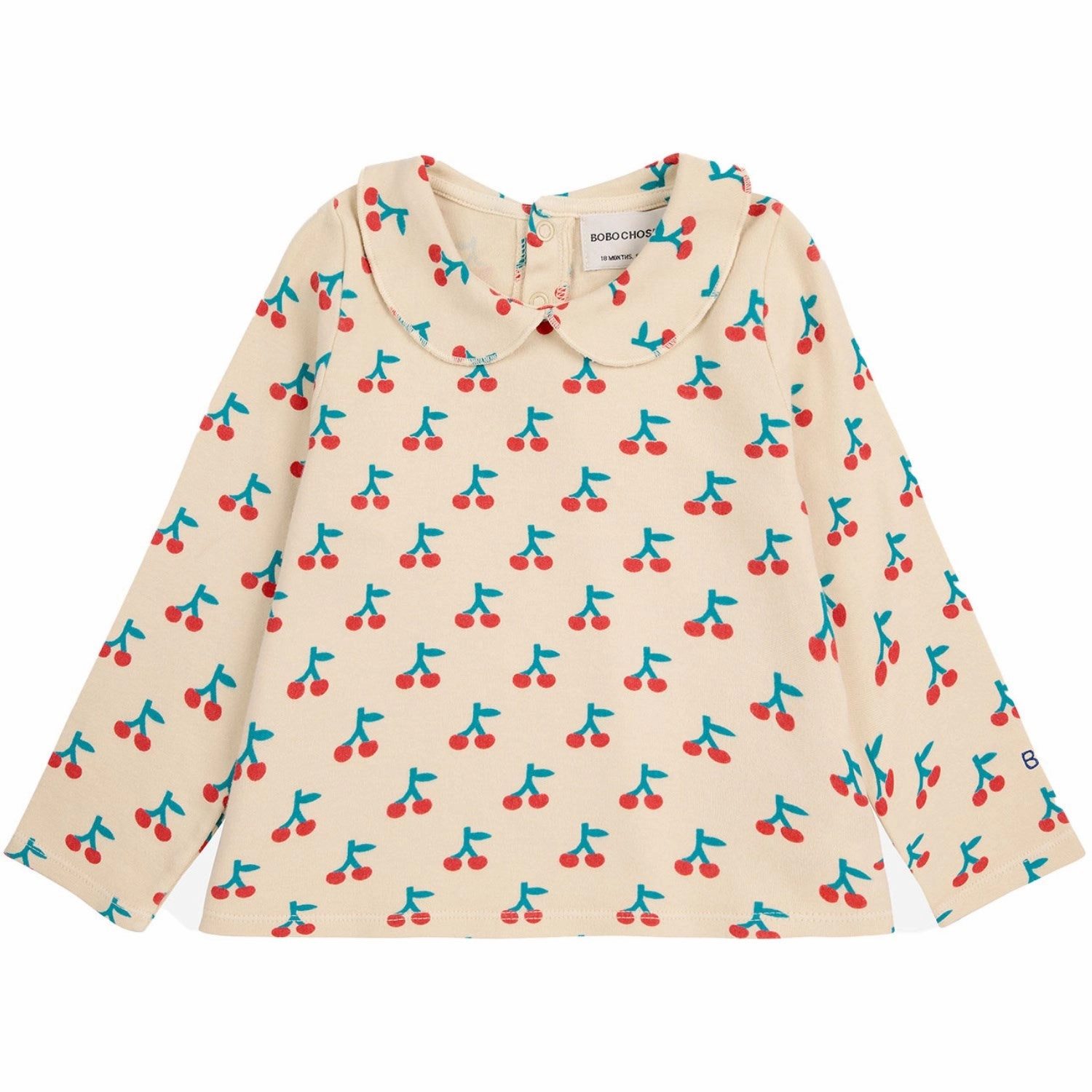 Stylish Design Classic Look Bobo Choses White Cherry All Over Collar Shirt