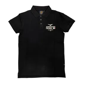 Aeronautica Italiana polo manica crta da uomo con stampa e ricamo 564 nero Sweat Resistant Lining