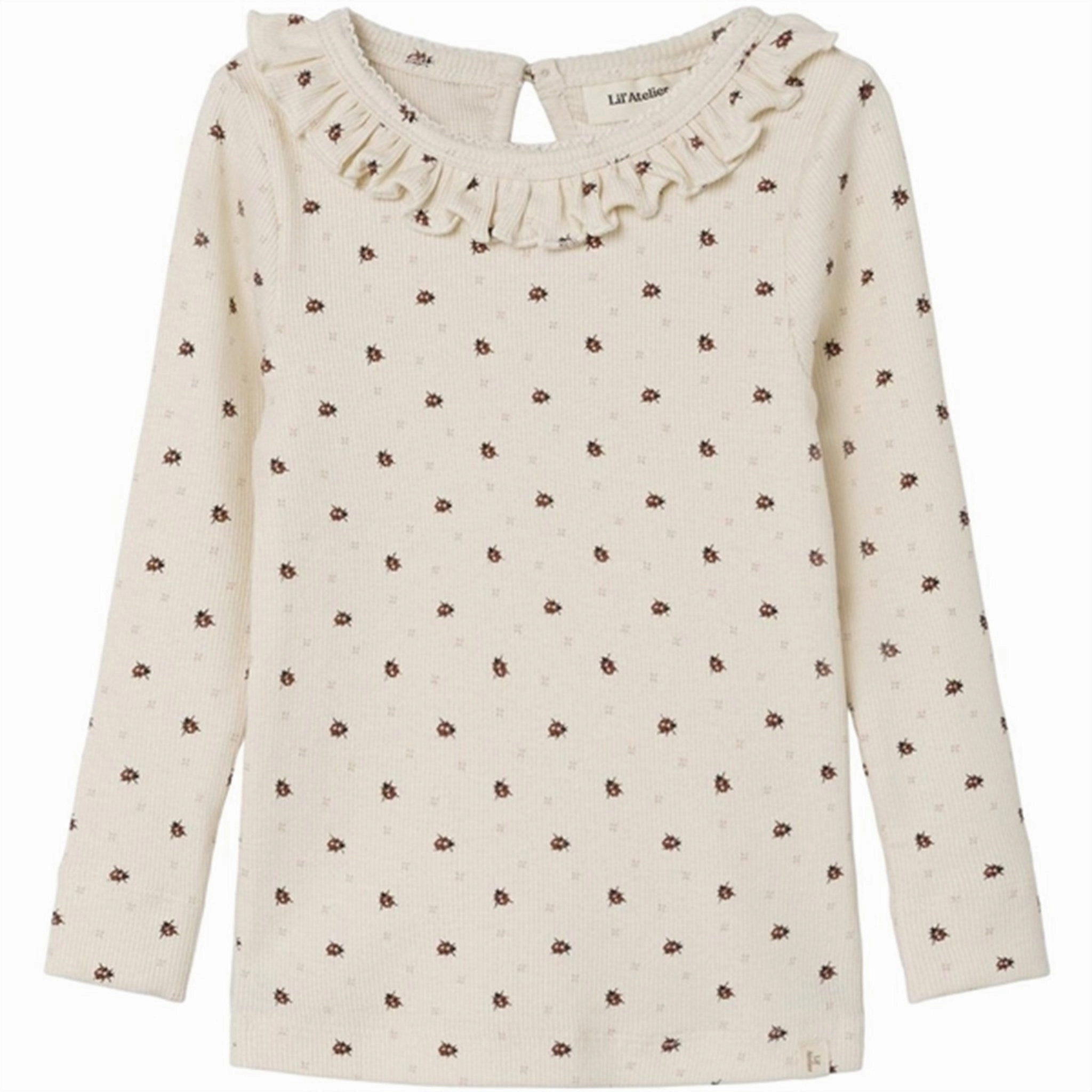 Lil'Atelier Whitecap Gray Ladybug Gago Slim Blouse Minimalist Closure