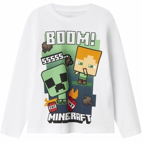 Name It Bright White Nkmac Minecraft Ls Nreg Top Box Noos Bfu Tailored Silhouette