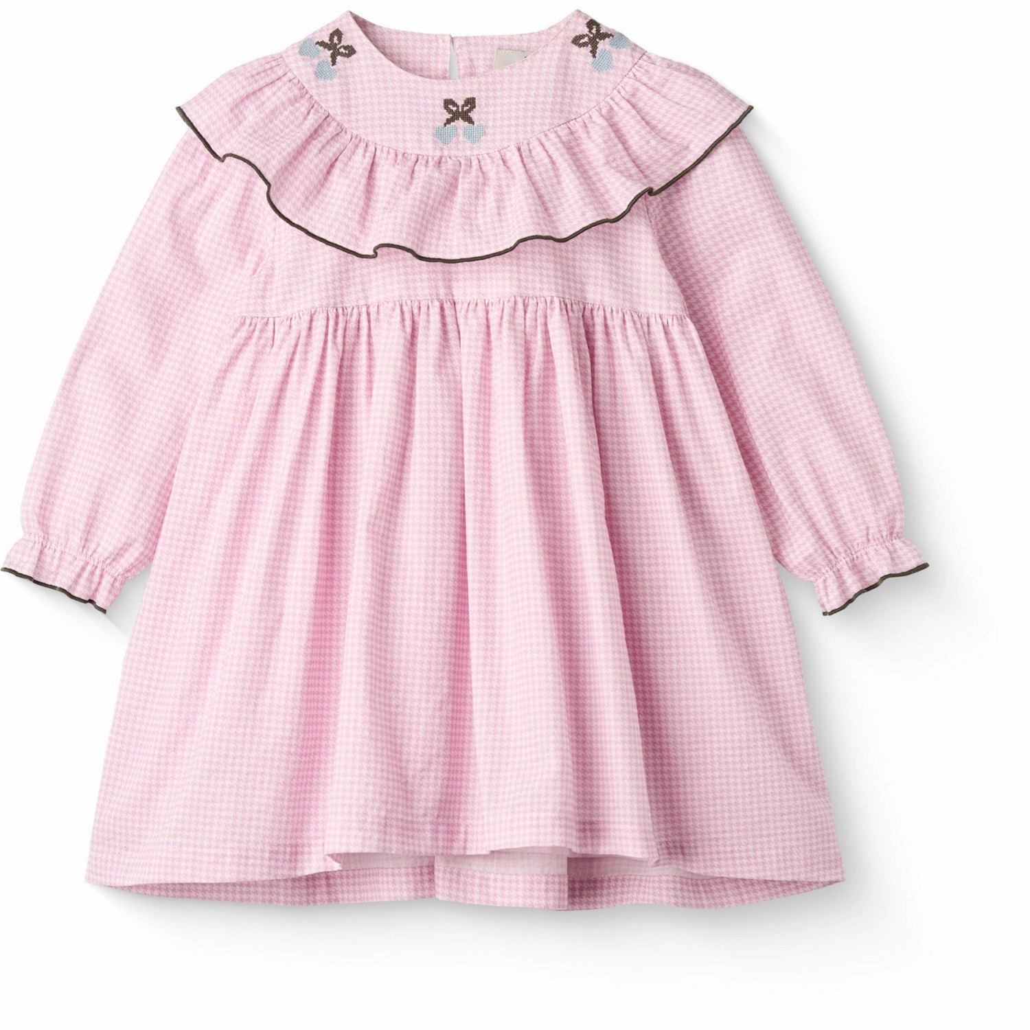 COPENHAGEN COLORS Syringa Comb. Houndstooth Frill Dress W. Embroidery Party outfit