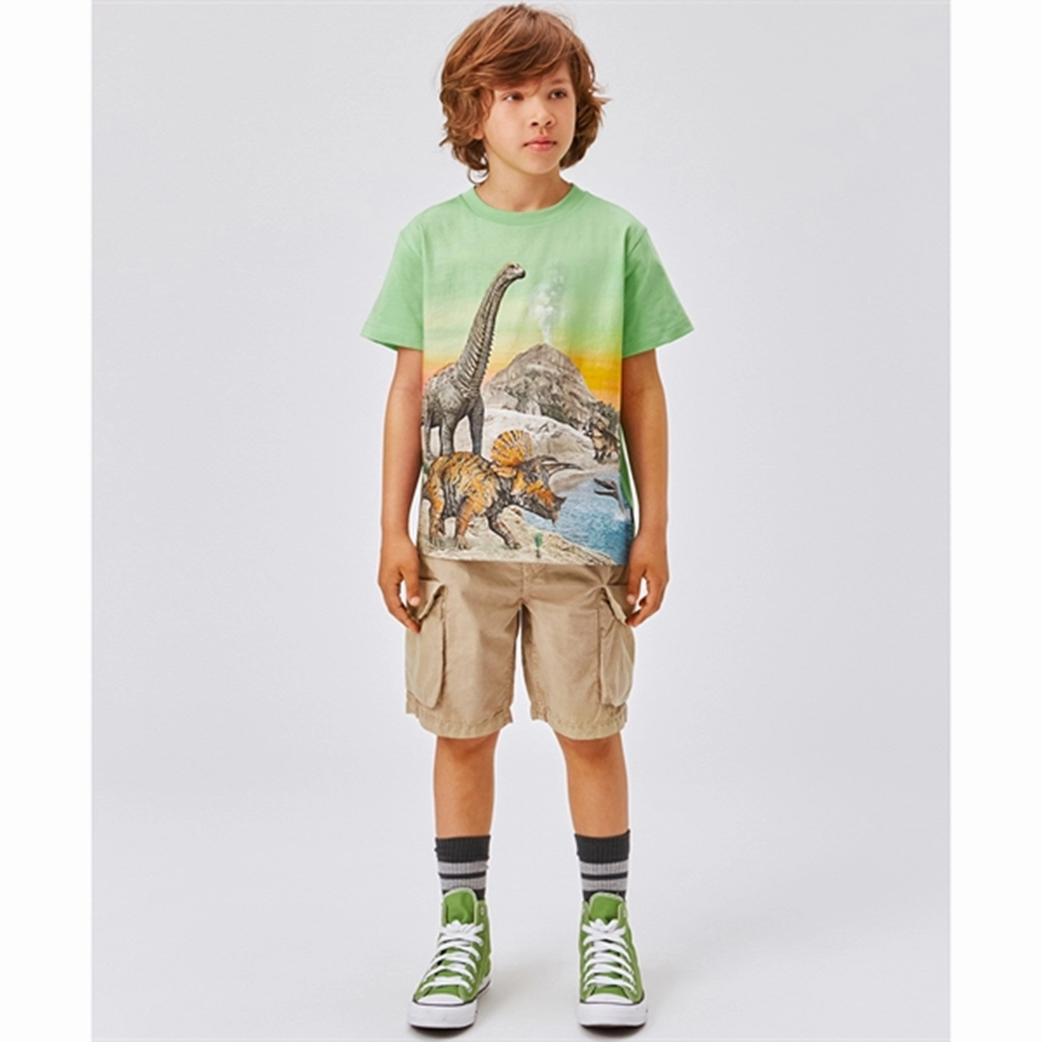 Molo Colourful Dinos Rame T-shirt LowImpact Manufacturing Low Profile Collar