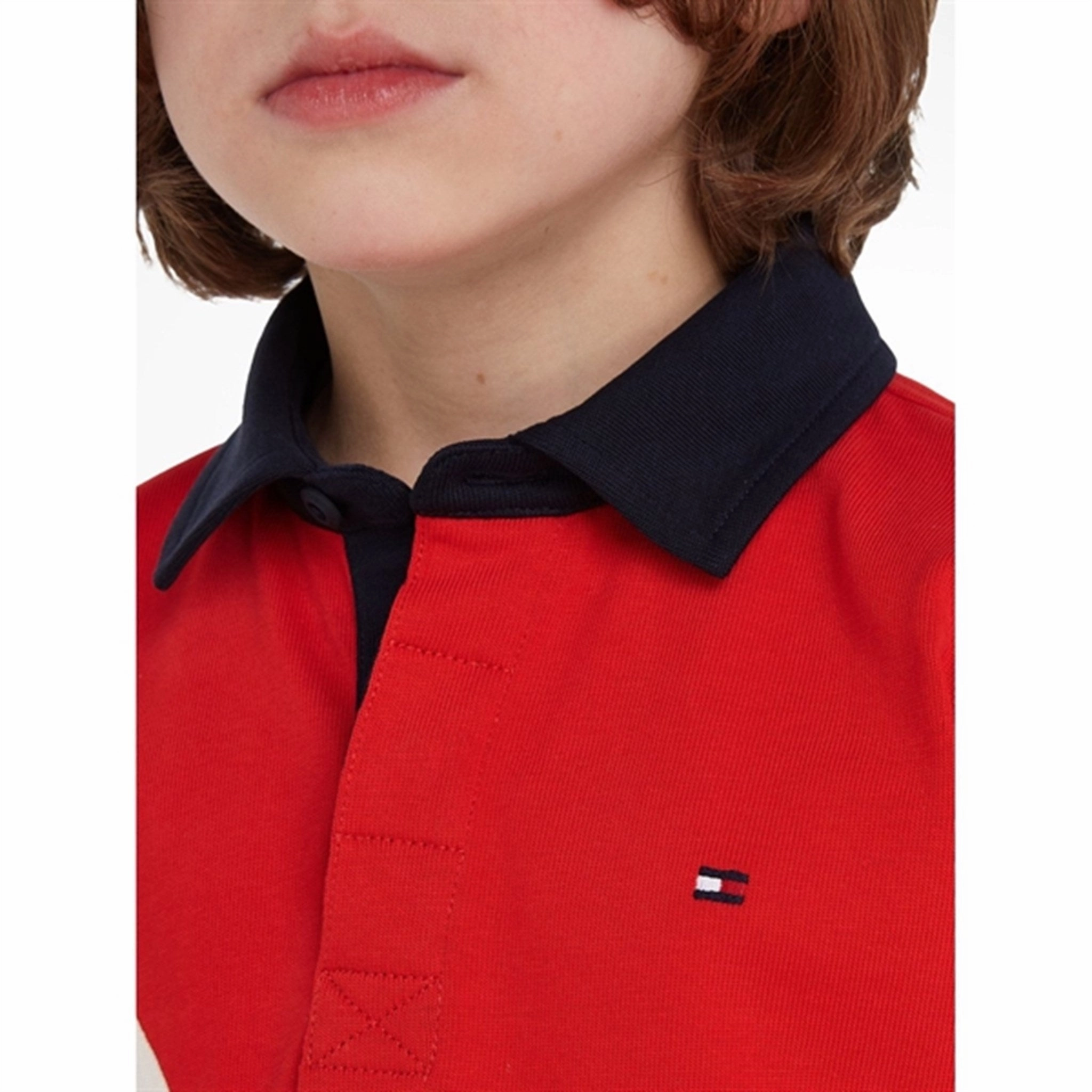 Tommy Hilfiger Colorblock Rugby LS Polo Red/White Colorblock Lightweight Knit golf club