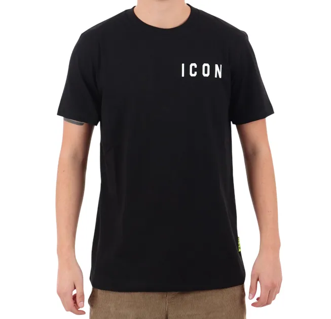 Icon maglietta manica corta da uomo con logo lato cuore ICUS2S5T022 nero Chic Functional Fashion