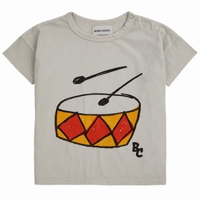 Bobo Choses Baby Play The Drum T-Shirt Beige Garment Washed Texture Comfort First