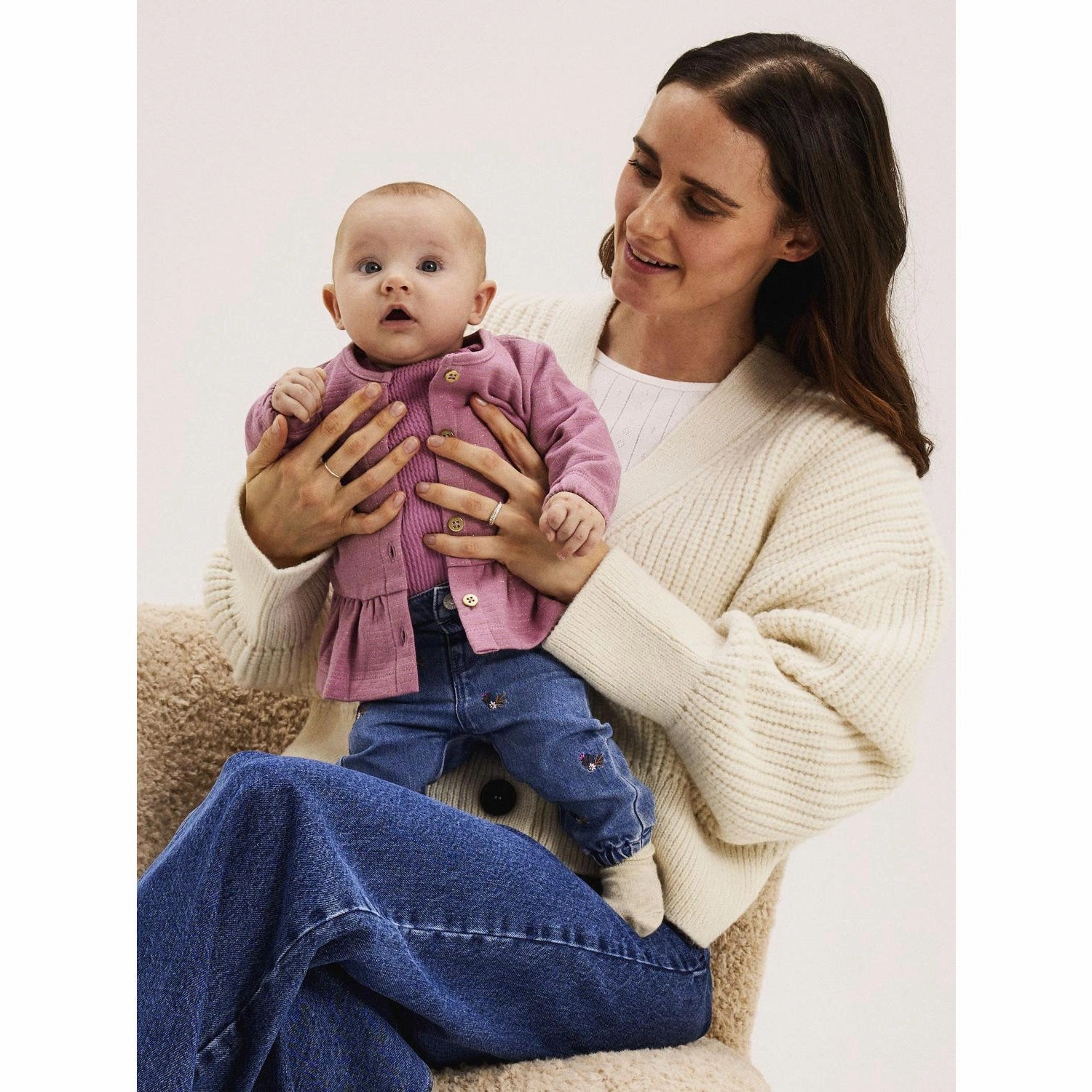 Name It Medium Blue Denim Rose Shaped Embellished Jeans Neutral Fit Piece