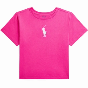 Polo Ralph Lauren Belmont Pink W/ C1750 White Girl T-Shirt Raw Edge Hem Formal Elegance