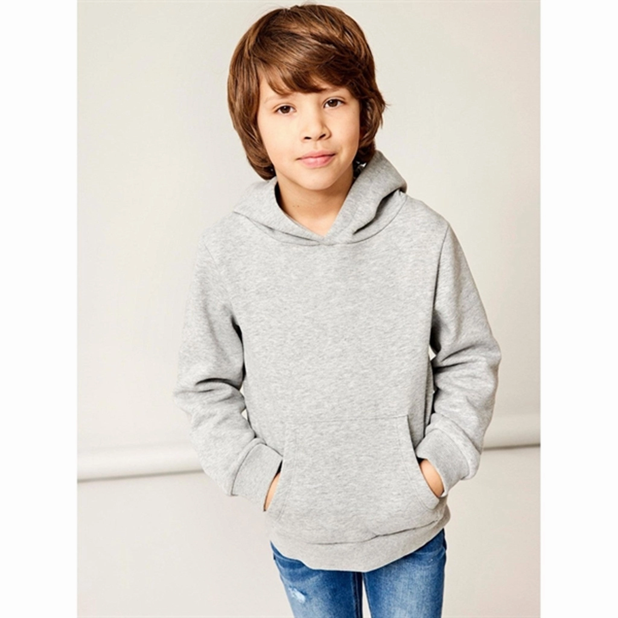 Name It Grey Melange Hoodie meeting look Non Restrictive Cuffs
