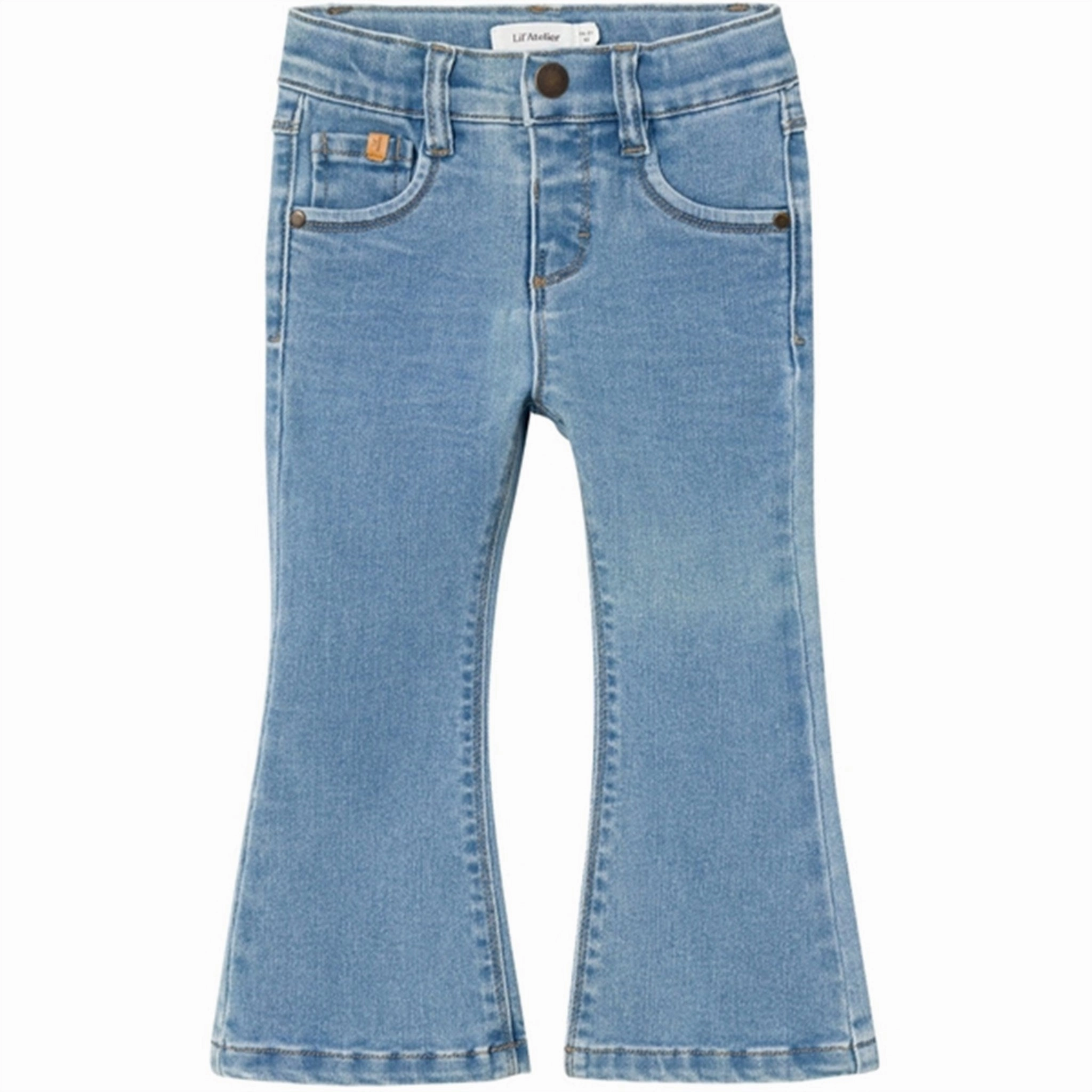 Lil'Atelier Medium Blue Denim Salli Slim Bootcut Jeans Minimal Fashion Everyday Layer