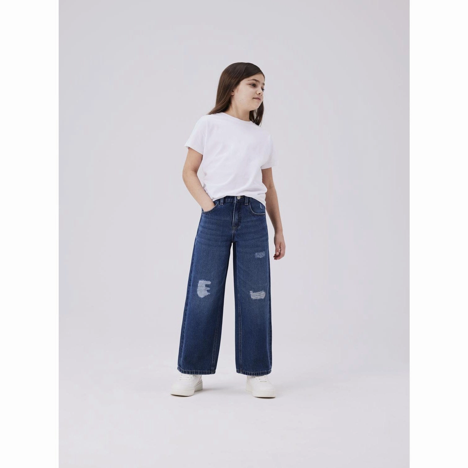 Casual Cool Name It Dark Blue Denim Rose High Waisted Wide Jeans Noos