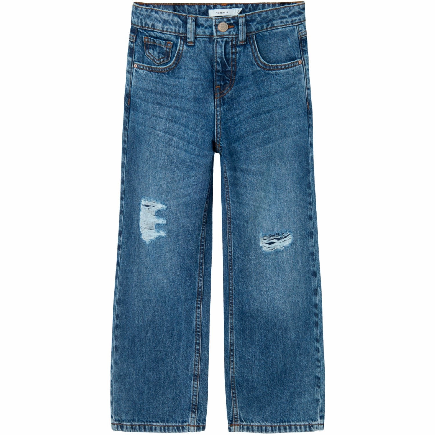 Name It Dark Blue Denim Rose High Waisted Wide Jeans Noos Stylish Daily Wear Parent Style Organic Cotton Material