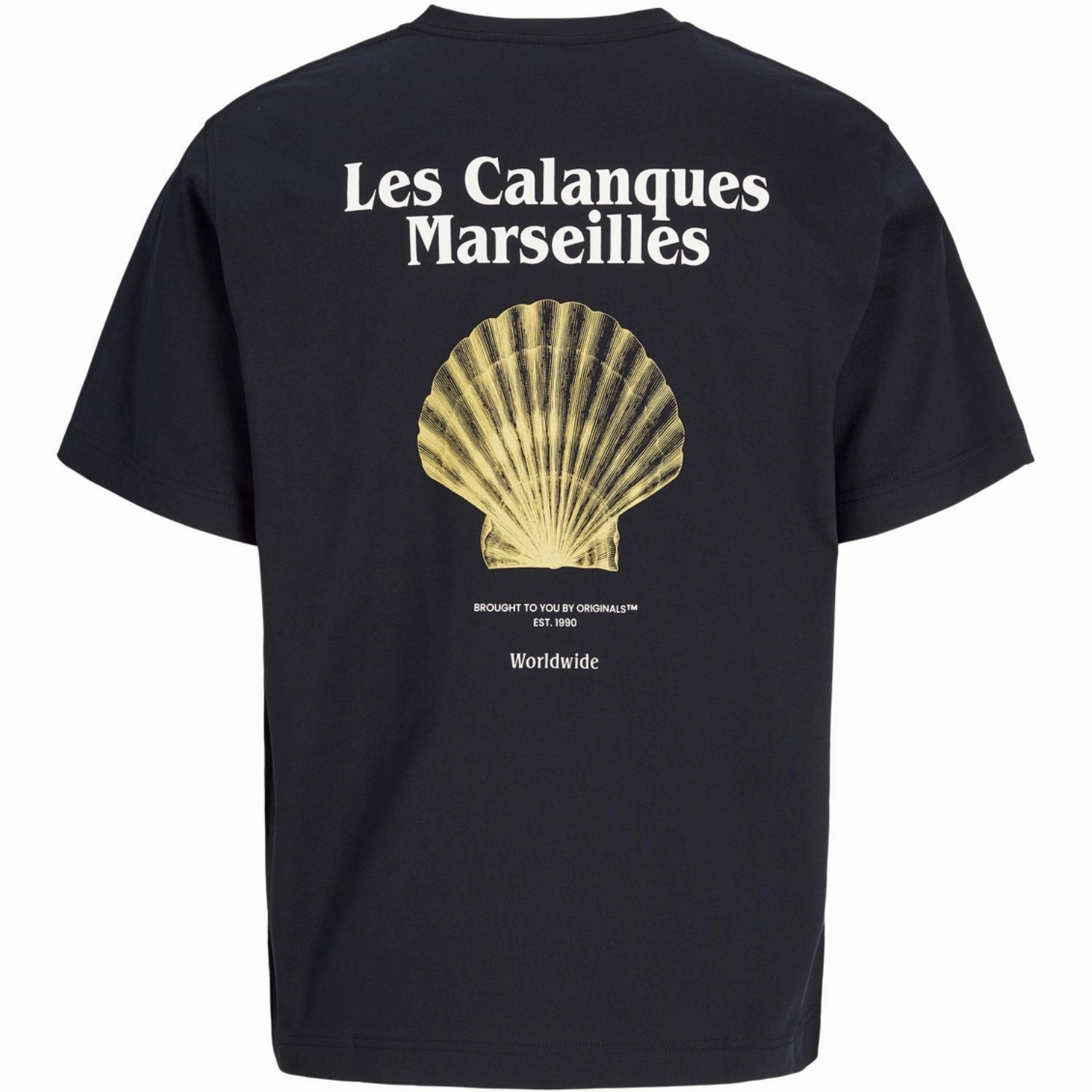 Lightweight Design Cashmere combination Jack & Jones Junior Black Yellow Clam Aros Easter Sketch T-Shirt Crew Neck