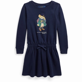 Feminine Charm Travel Edge Polo Ralph Lauren Girl Bear Dress Refined Navy