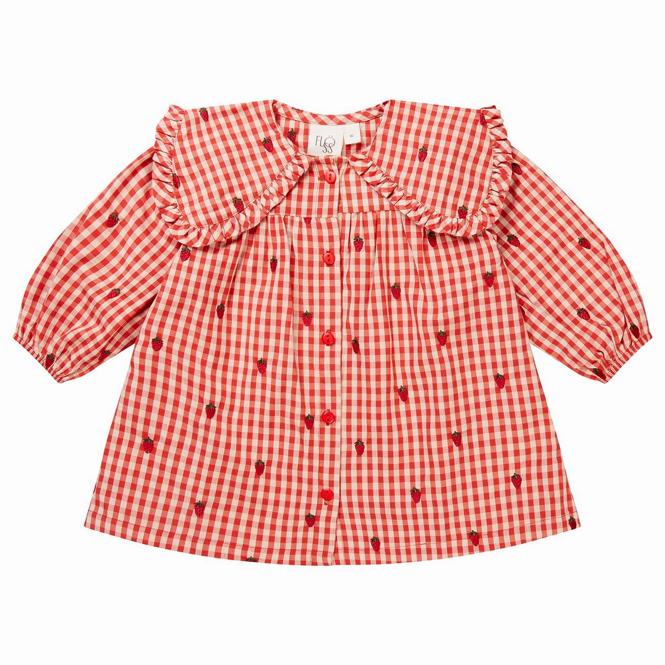 Fl?ss Berry Gingham Molly LS Dress Side-Zip Casual Tone