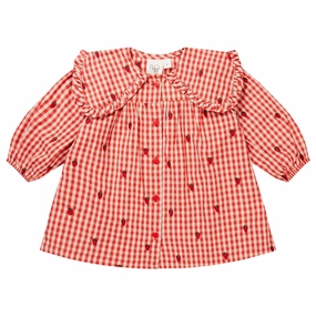 Side-Zip Fl?ss Berry Gingham Molly LS Dress