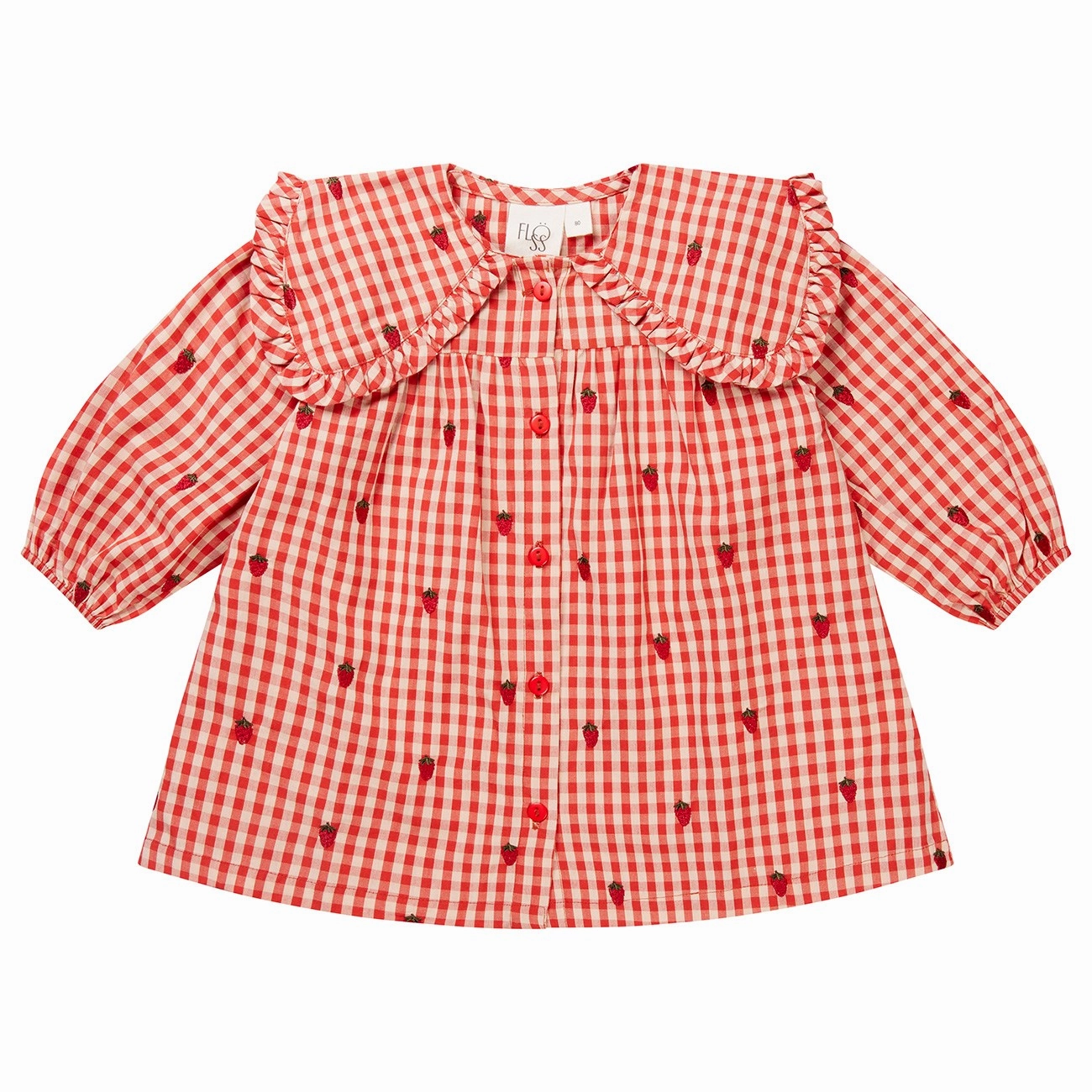 Water-resistant Style Vibes Fl?ss Berry Gingham Molly LS Dress