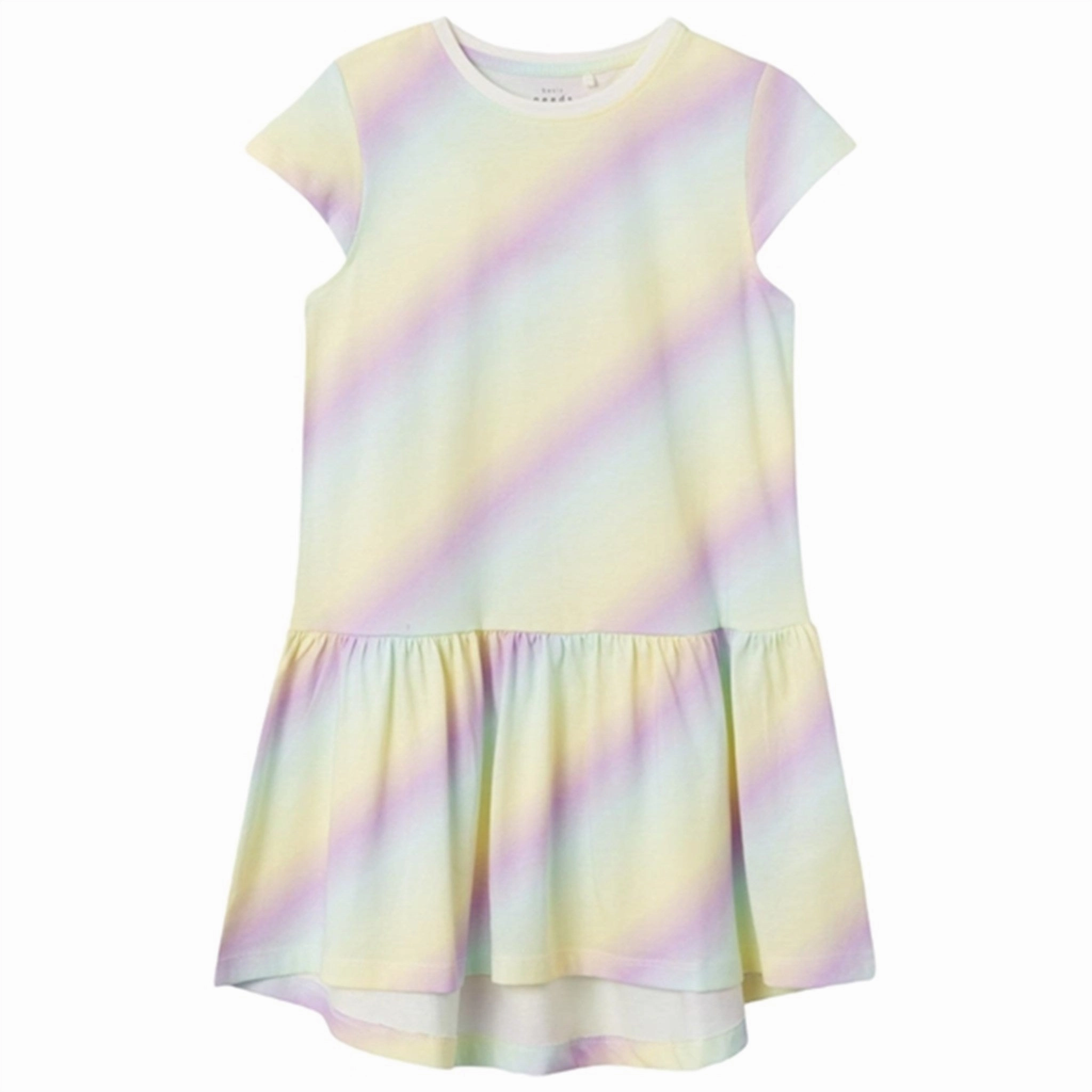 Name it White Alyssum Rainbow AOP Vigga Dress Stud-Detail Flattering and Chic