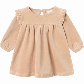 Lil'Atelier Nougat Rimie Velour Sweat Dress Bare Glow Tailored Style