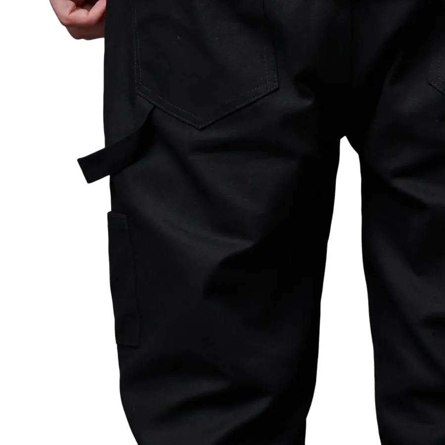 Dolly Noire pantalone carpentiere in tela pa904-qf-01 nero Tapered Leg Design DoubleLayeredHem