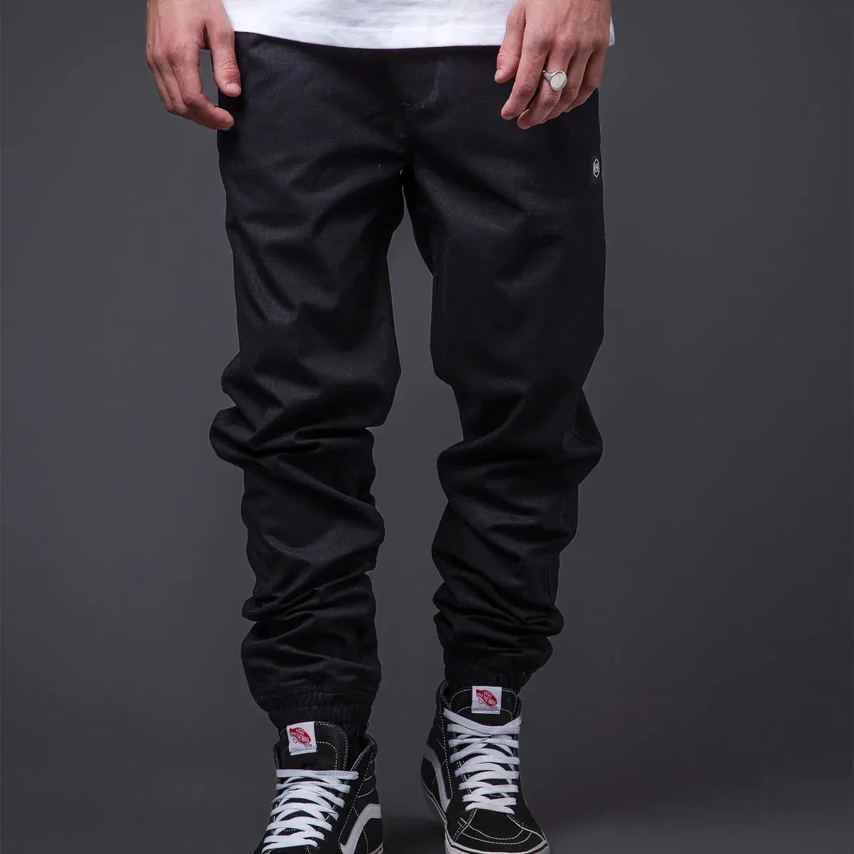 Dolly Noire Pantalone Jogger Ripstop pa901-pf-01 nero Tapered ankle