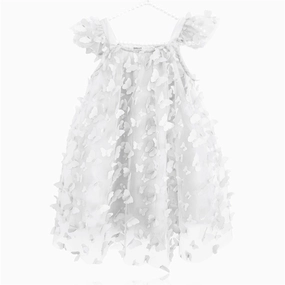Dolly by Le Petit Tom Allover Butterflies Tutu Dress White Front-Slit Back-Pocket
