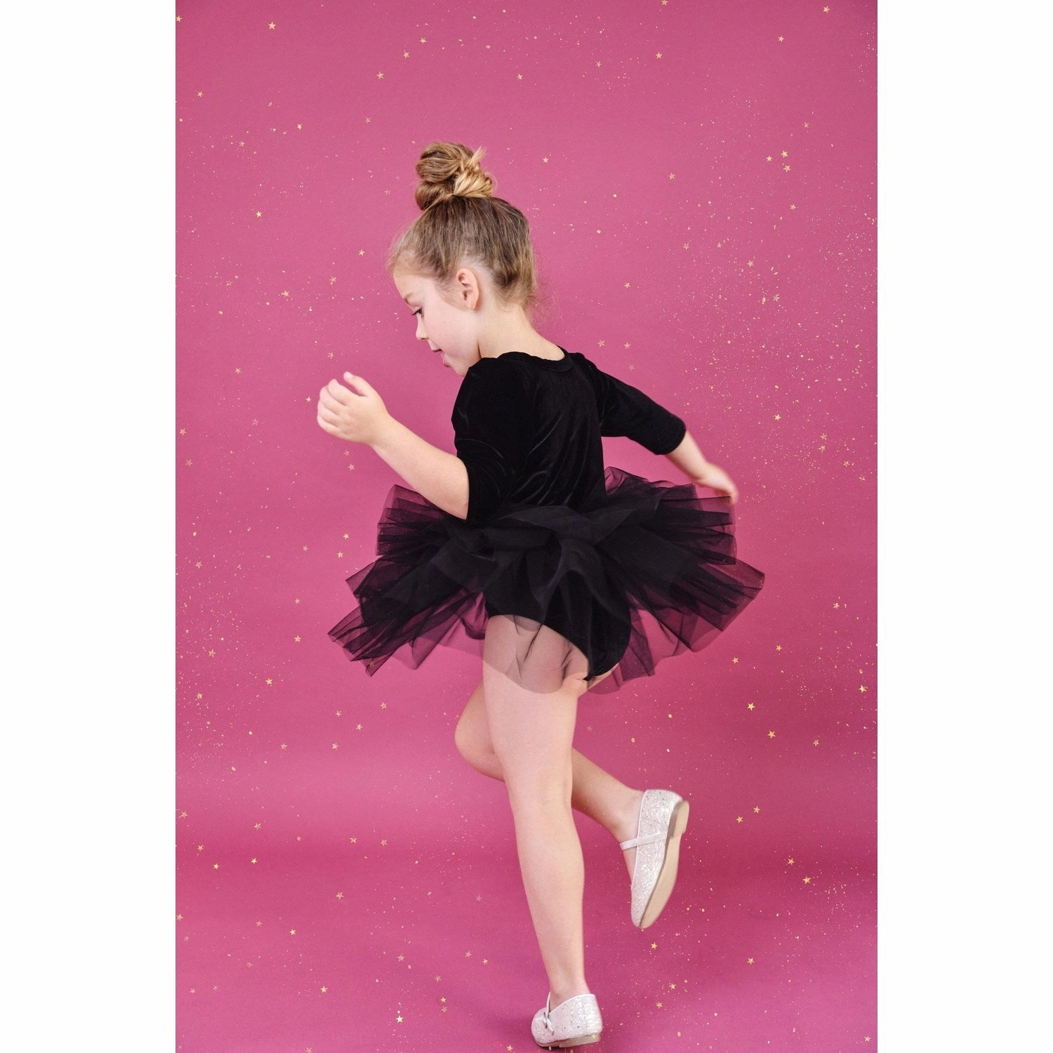 Fringe-Detail Dolly by Le Petit Tom Black Dolly Universe Velvet Planet Tutu Dress