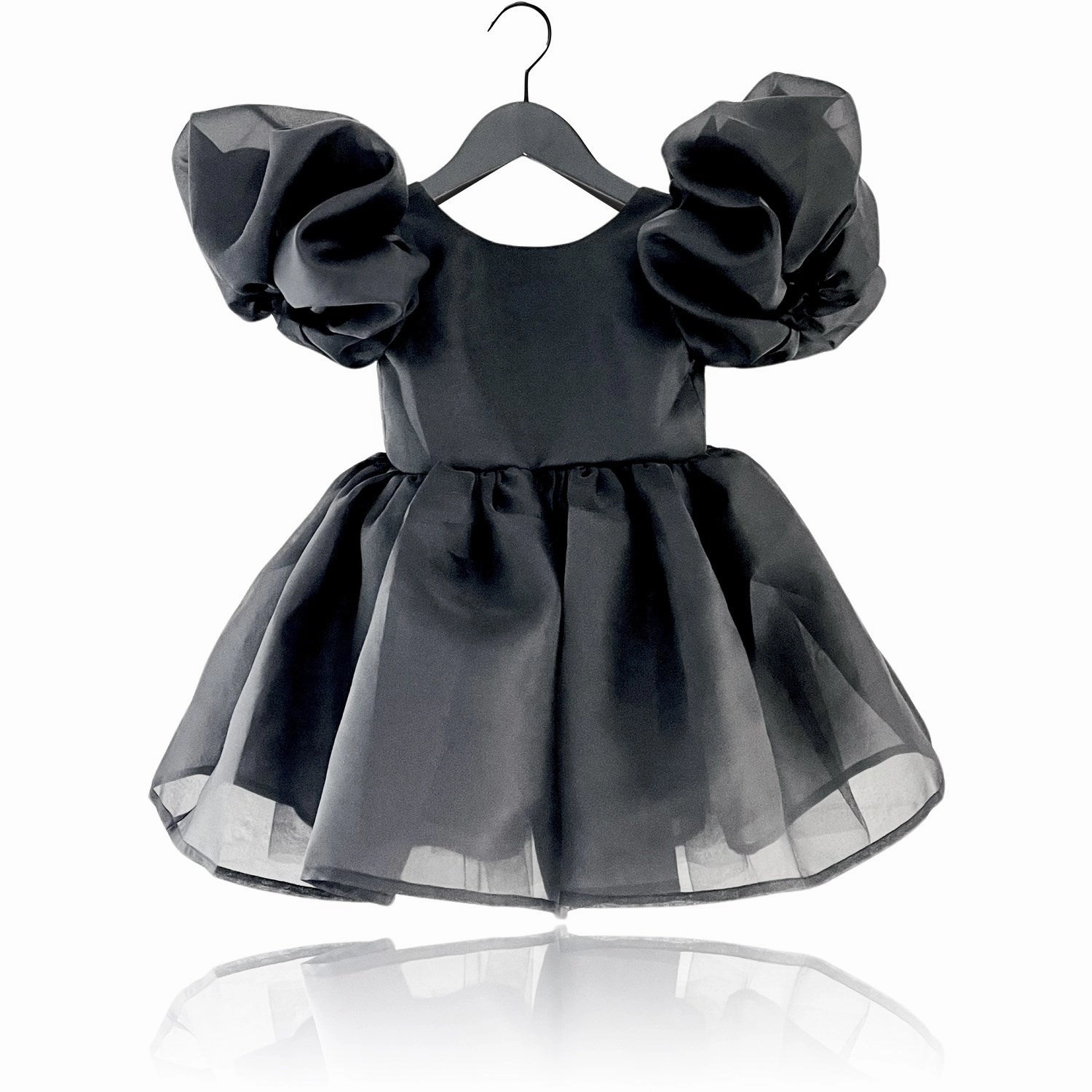 Dolly by Le Petit Tom Black Dolly World V-Back Puff Sleeve Organza Tutu Dress Vibrant Form