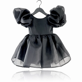 Dolly by Le Petit Tom Black Dolly World V-Back Puff Sleeve Organza Tutu Dress Vibrant Form