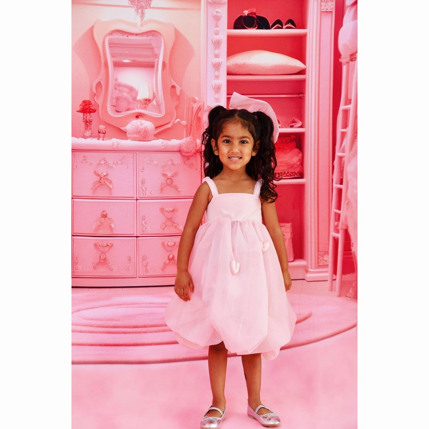 Dolly by Le Petit Tom DollyPink Dolly World Heart Balloon Organza Dress Soft Motion Lightweight Wear