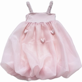 Dolly by Le Petit Tom DollyPink Dolly World Heart Balloon Organza Dress Subtle Texture Cozy Look