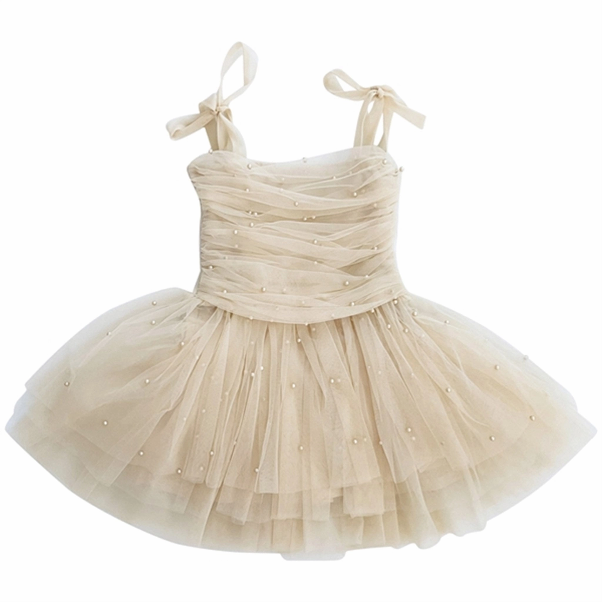 Dolly by Le Petit Tom Pearl Tulle Ballerina Dress Cream Winter Layering Workwear Comfort