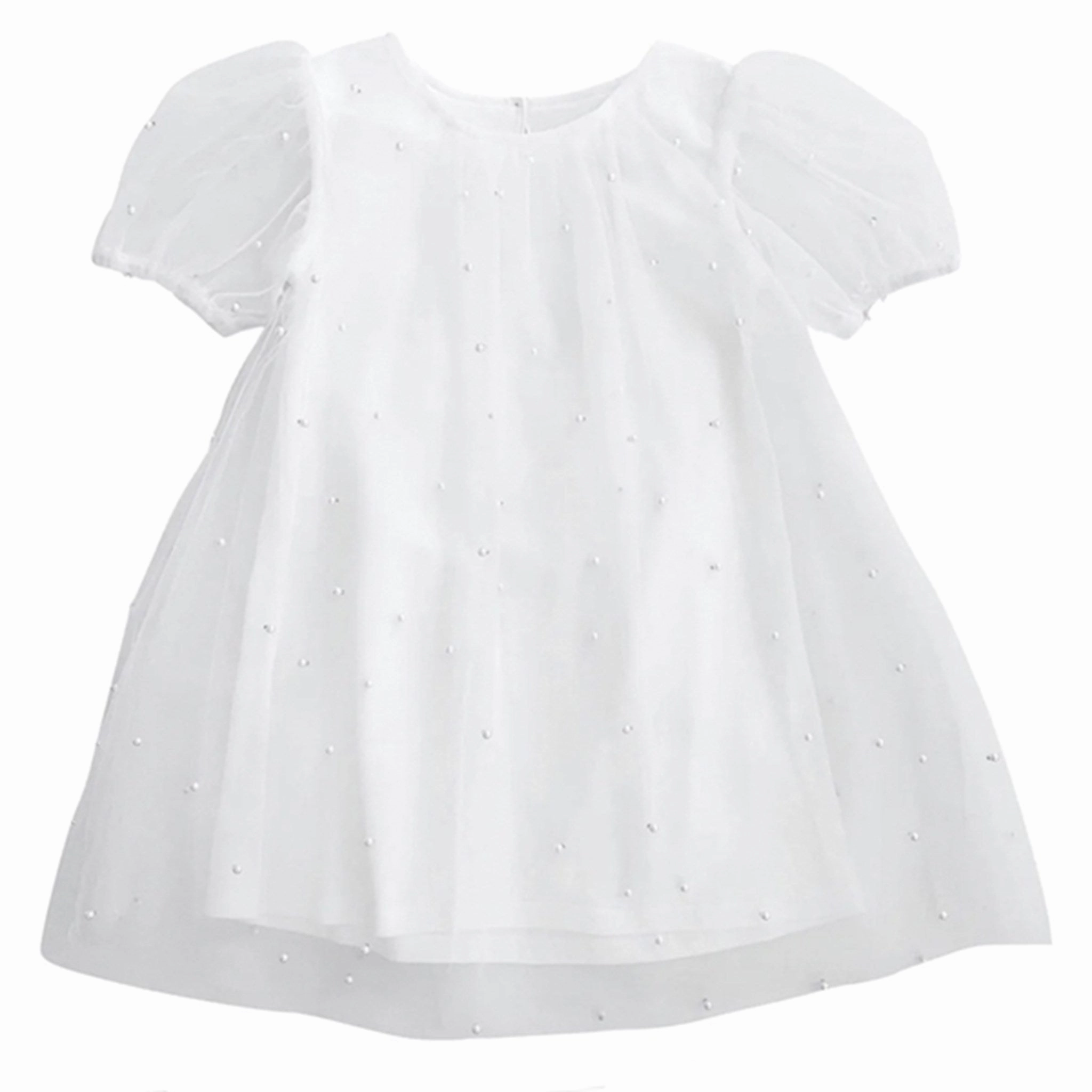 Dolly by Le Petit Tom Pearl Tulle Puff Aline Dress White Travel Outfit Glam Feel