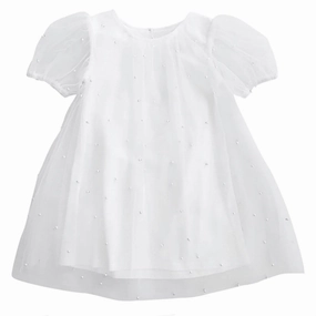 Dolly by Le Petit Tom Pearl Tulle Puff Aline Dress White Travel Outfit Glam Feel
